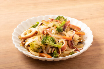 イカと野菜のオイスター炒め