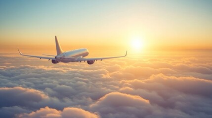 Obraz premium Jet soaring above clouds at sunset