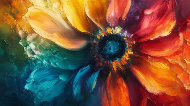Vibrant Abstract Floral Painting with Bold Colors