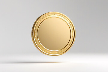 Gold coin mockup floating against white background for design placement