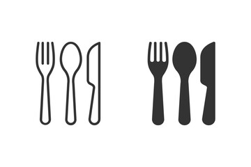 Cutlery icon set. Fork, spoon, and knife, perfect for restaurant menus, food-related websites