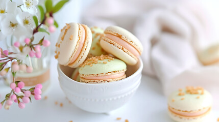 Pastelowe makaroniki w eleganckiej prezentacji