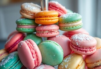 Obraz premium pile of colorful macaroons sitting on top of each other