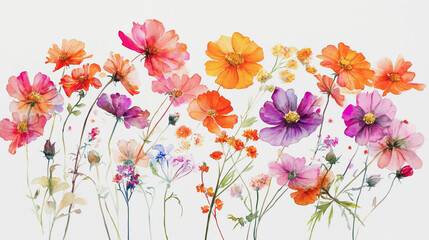 watercolor botanical Chamomile flowers texture template background.Elegant wedding invitation card background . Minimal hand painted Design for wedding or Valentine's Day