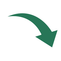 Green Curved Downward Arrow Vector Icon.