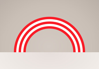 Semicircular flag of Bora Bora or Varazdin. Arc shape like a rainbow.