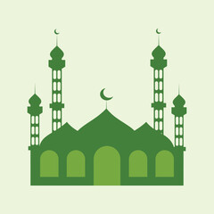 Mosque icon in flat style. Flat illustration of mosque icon for web design. Suitable for religious design purposes in poster elements, banners, greeting cards