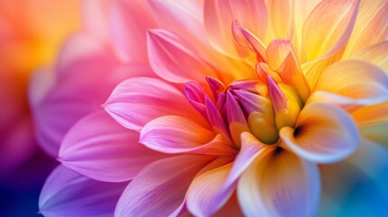 Fototapeta premium Close-Up of a Vibrant Pink and Orange Dahlia Flower