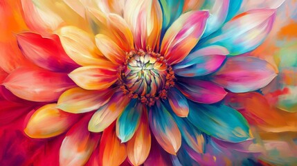 Obraz premium Vibrant Colorful Flower Painting Close Up