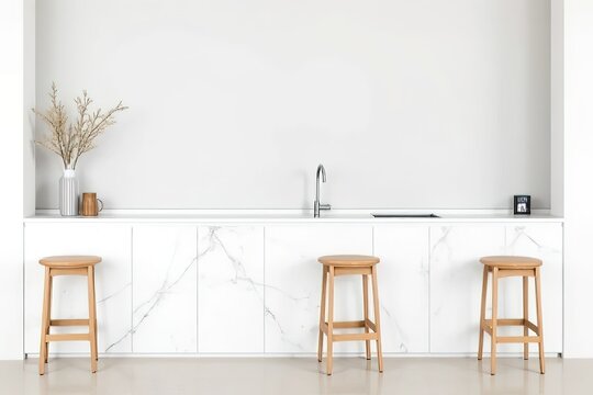 Modern Minimalist Kitchen with Marble and Wood Accents