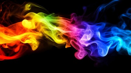 Abstract Rainbow Smoke on Black Background