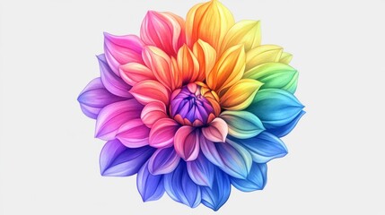 Obraz premium Rainbow Dahlia Flower Bloom Colorful Vibrant Petals