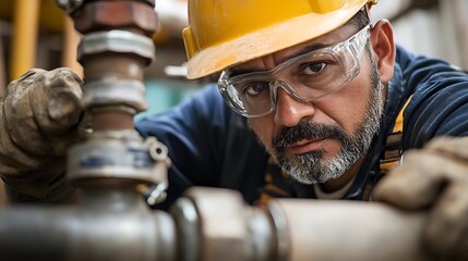 Industrial Worker Inspecting Machinery