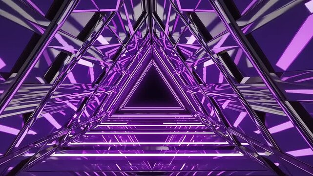 Purple Neon Triangle Tunnel: A Futuristic Digital Artwork