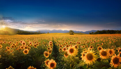Fototapeta premium blooming sunflower field