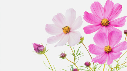 watercolor botanical Cosmos flowers texture template background.Elegant wedding invitation card background . Minimal hand painted Design for wedding or Valentine's Day