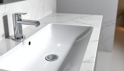 Fototapeta premium white bathroom sink with a chrome faucet