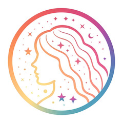 PNG Girl power logo illustration night moon.