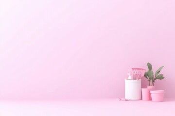 Pink minimalist home decor scene