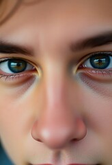 Fototapeta premium close up of a woman's face with blue eyes