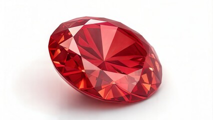 Fototapeta premium Stunning Red Gemstone for Jewelry Design, Isolated on White 