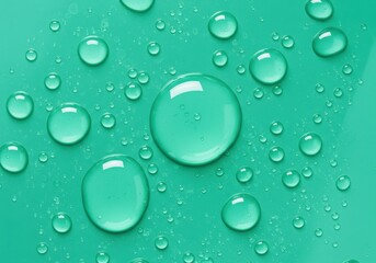 Water droplets on a green surface creating a clean and refreshing background