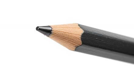 Close-up of Black Pencil Tip Sharpened for Drawing and Writing