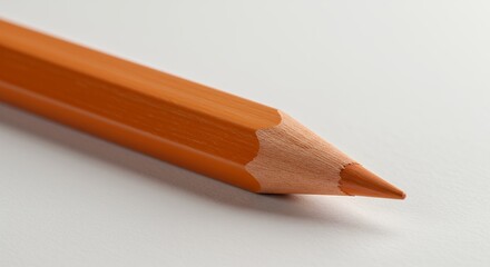 Close-up of a Sharp Orange Coloring Pencil on a Plain Surface