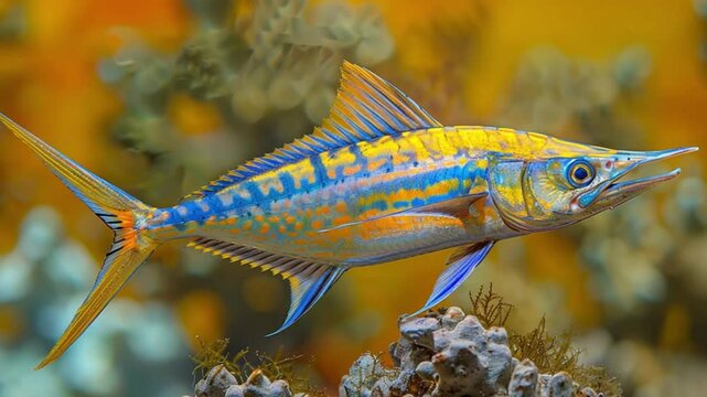 Vibrant Fish Swimming in Coral Reef Tank