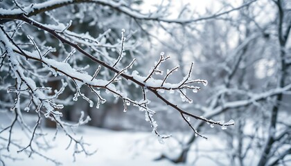 snow covered tree branch in front of a house