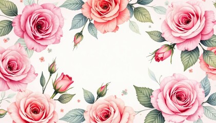 Delicate watercolor roses repeat in a soft, romantic pattern , illustration, wallpaper, art