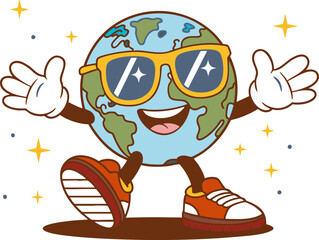Naklejka premium A cartoon character wearing sunglasses and a pair of red shoes. The character is smiling and has a happy expression
