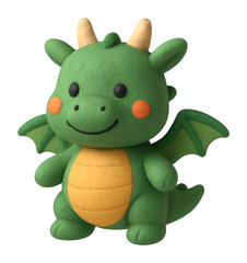 Fototapeta premium PNG Cute green dragon figurine.