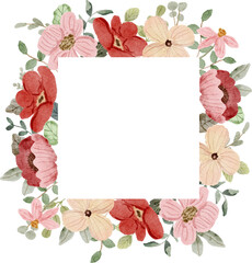 red pink yellow floral watercolor frame