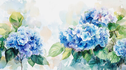 Obraz premium watercolor botanical Hydrangea flowers texture template background.Elegant wedding invitation card background . Minimal hand painted Design for wedding or Valentine's Day 