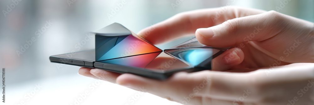 Fototapete folded phone transforming into a wearable device in a seamless technological shift