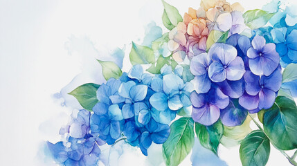 watercolor botanical Hydrangea flowers texture template background.Elegant wedding invitation card background . Minimal hand painted Design for wedding or Valentine's Day