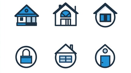 Obraz premium Six house icons; home security, real estate