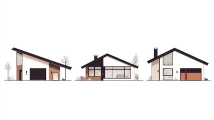 Modern house designs, architectural plans, suburban setting