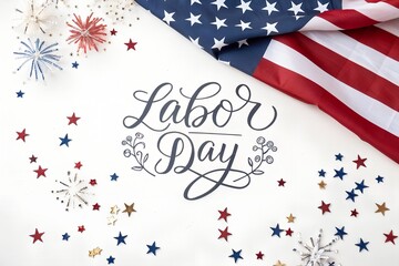 Obraz premium Happy labor day hand lettering background banner template.Vector illustration . 