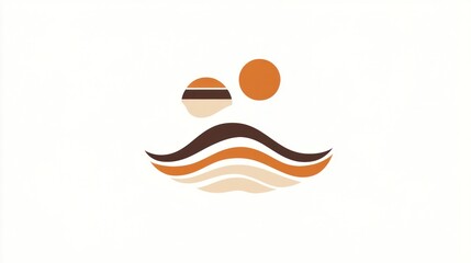 Naklejka premium Abstract Design with Waves and Suns