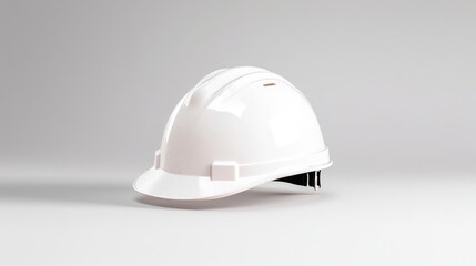 Fototapeta premium White safety hard hat. A close-up studio shot of a white safety hard hat