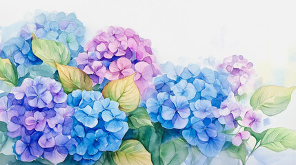 Obraz premium watercolor botanical Hydrangea flowers texture template background.Elegant wedding invitation card background . Minimal hand painted Design for wedding or Valentine's Day