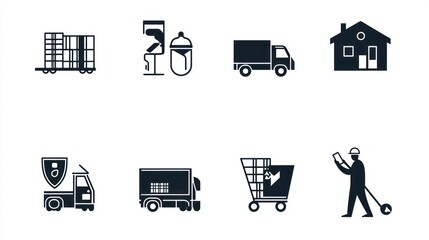 Delivery Icons Set - Home & Transportation