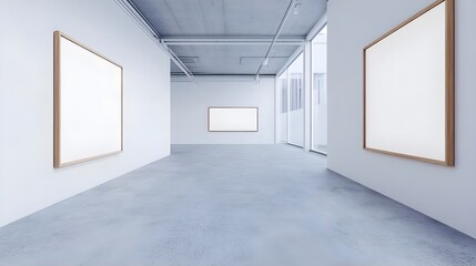 Large Light Wooden Frames in Modern Minimalist Art Gallery