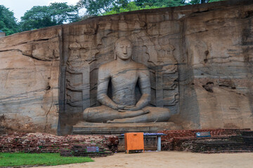 Gal Vihara, four magnificent Buddha statues carved from a single granite slab in ancient Polonnaruwa, Sri Lanka