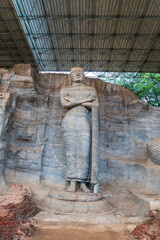 Gal Vihara, four magnificent Buddha statues carved from a single granite slab in ancient Polonnaruwa, Sri Lanka
