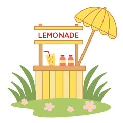 Obraz premium Cartoon Lemonade Stall with Umbrella