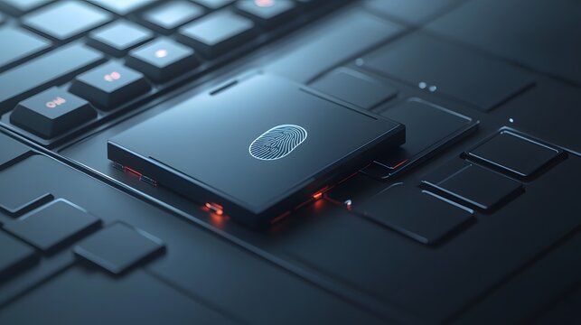 Elevated digital security module on a computer keyboard.