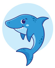 Cute cartoon shark. Vector children's illustration